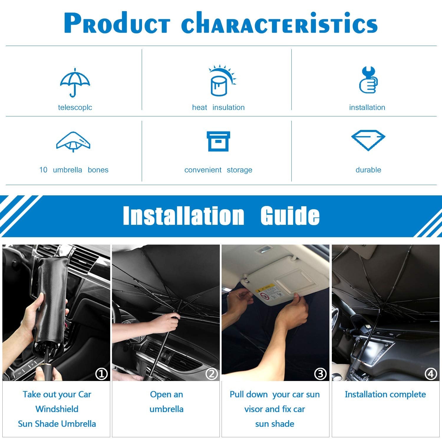Universal Car Sun Shade Windshield Cover Umbrella