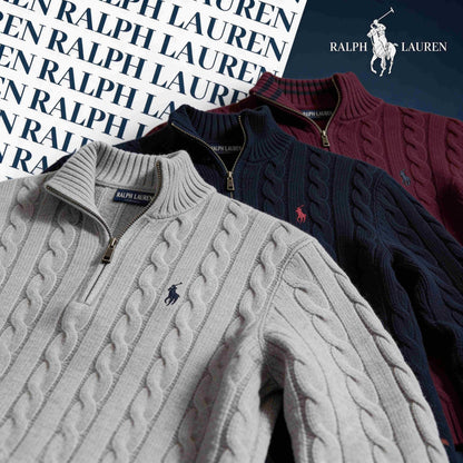 RALPH LAUREN CABLE-KNIT ZIP SWEATER SET