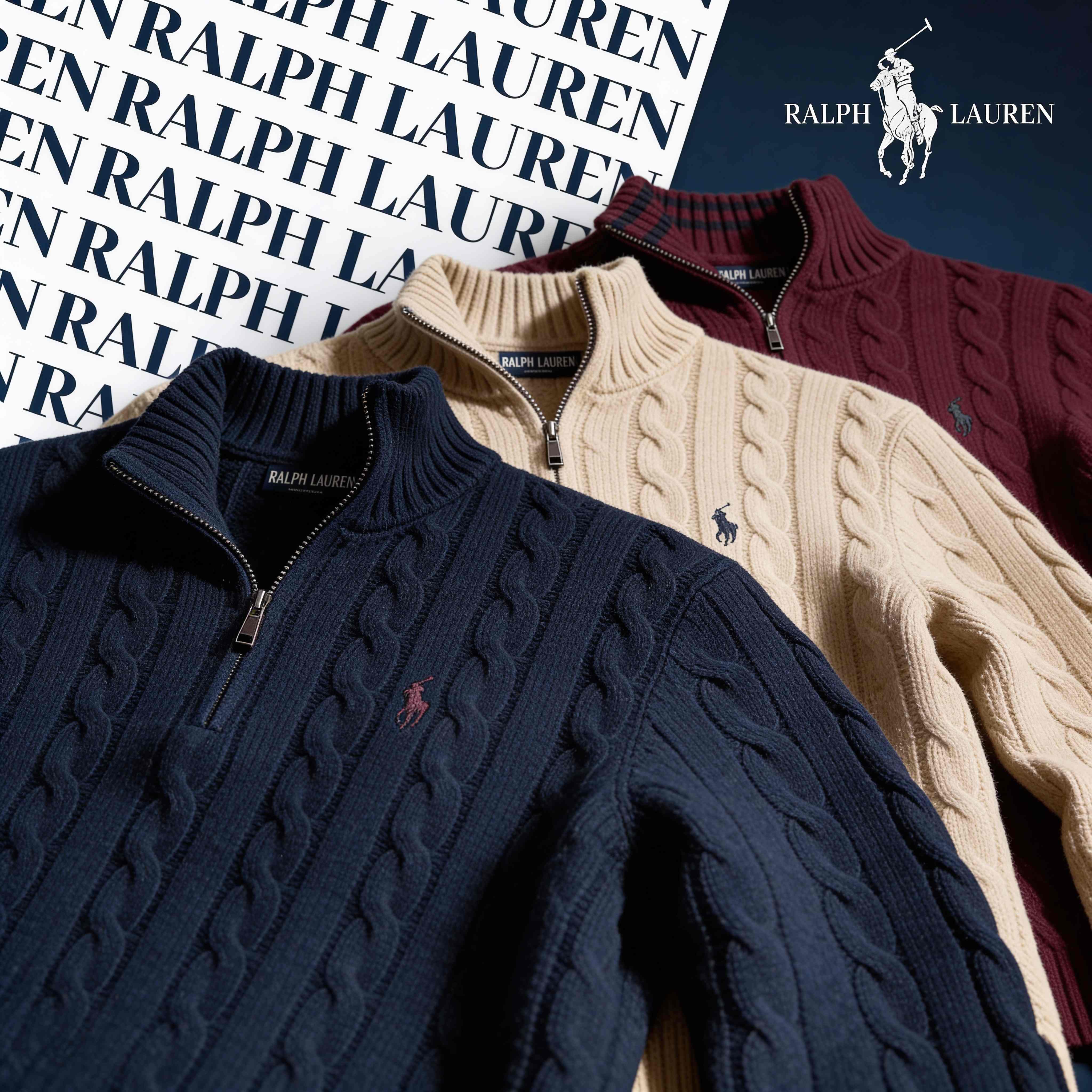 RALPH LAUREN CABLE-KNIT ZIP SWEATER SET