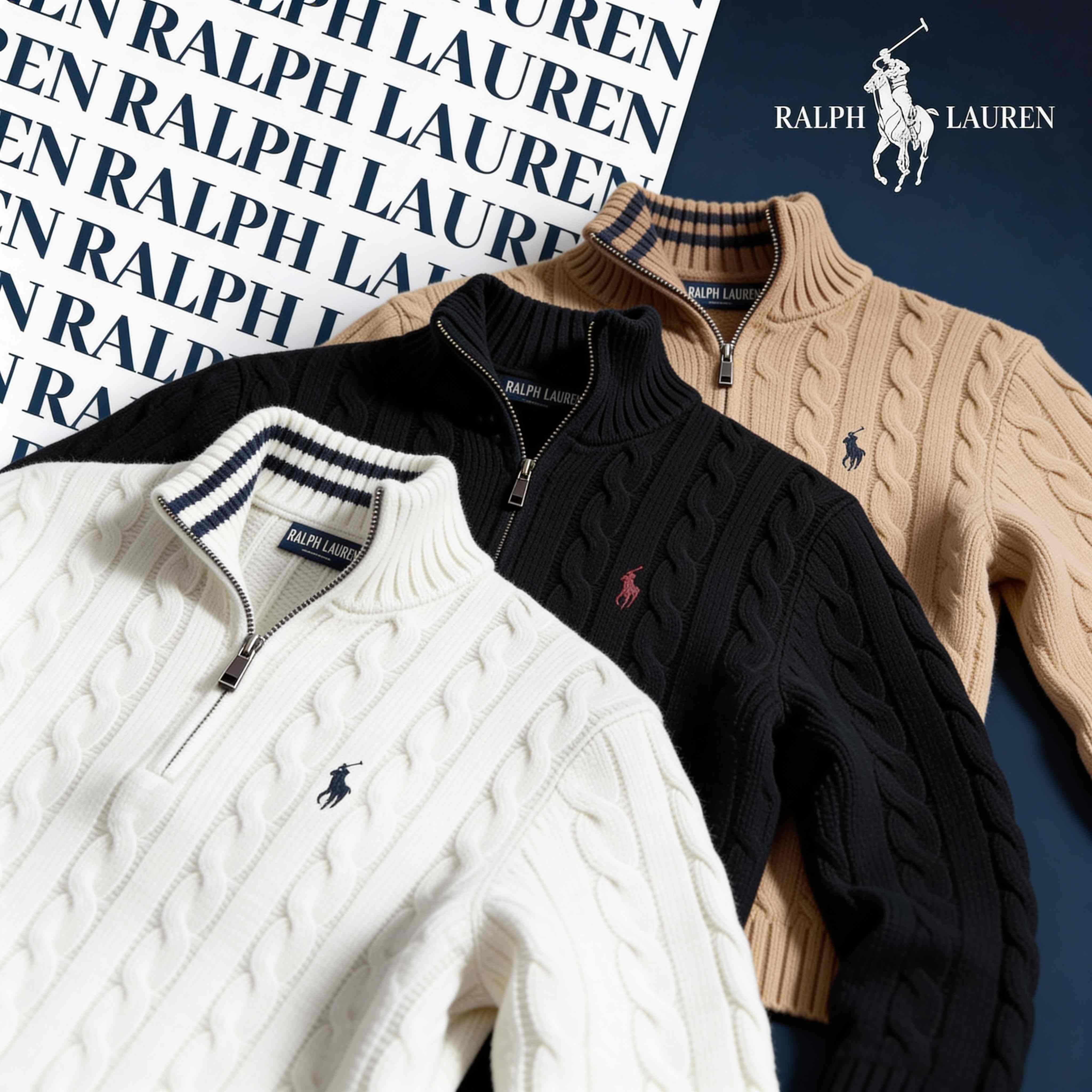 RALPH LAUREN CABLE-KNIT ZIP SWEATER SET